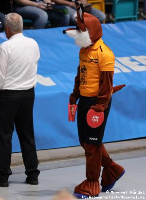 Aufw&auml;rmen:  das Maskottchen