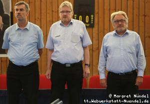 Die Schiedsrichter heute: J&uuml;rgen Wernerus, Axel Theis, Ingo Go&szlig;mann (v.l.n.r.)