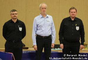 Die Schiedsrichter heute: Artur Biertz, OSR Ulrich Kraus, Torsten O. G&uuml;nnewig (v.l.n.r.)
