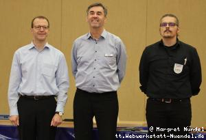 Die Schiedsrichter heute: Eike Gersdorf, OSR J&uuml;rgen Wernerus, David Schumacher (v.l.n.r.)